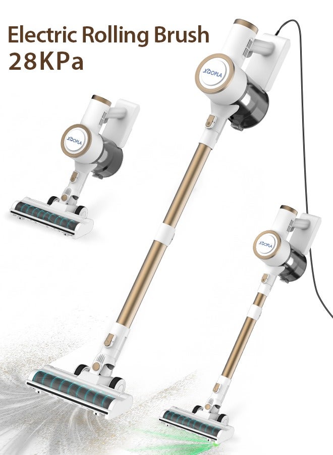 Xoopla 28KPA Corded Vacuum Cleaner, With Electric Rolling Brush, 7M Power Cord, 33000RPM Motor, 3-Stage Filtration, 800ML One-Click Dust Cup, Adjustable 2-Section Tube Stick Vacuum, LED Dust Light, Lightweight Handheld Vacuum for Home Pet Hair Carpet Hard Floor - Image 1